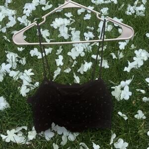 Black floral dot crop